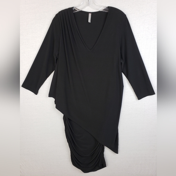Last Tango Tunic Dress Layered Black 3/4 Sleeve Versatile size XL Minimalist - Picture 2 of 11